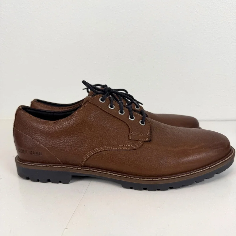 Cole Haan‎ Grand.OS Mens 9 M Brown Leather Water Resistant Derby Shoes